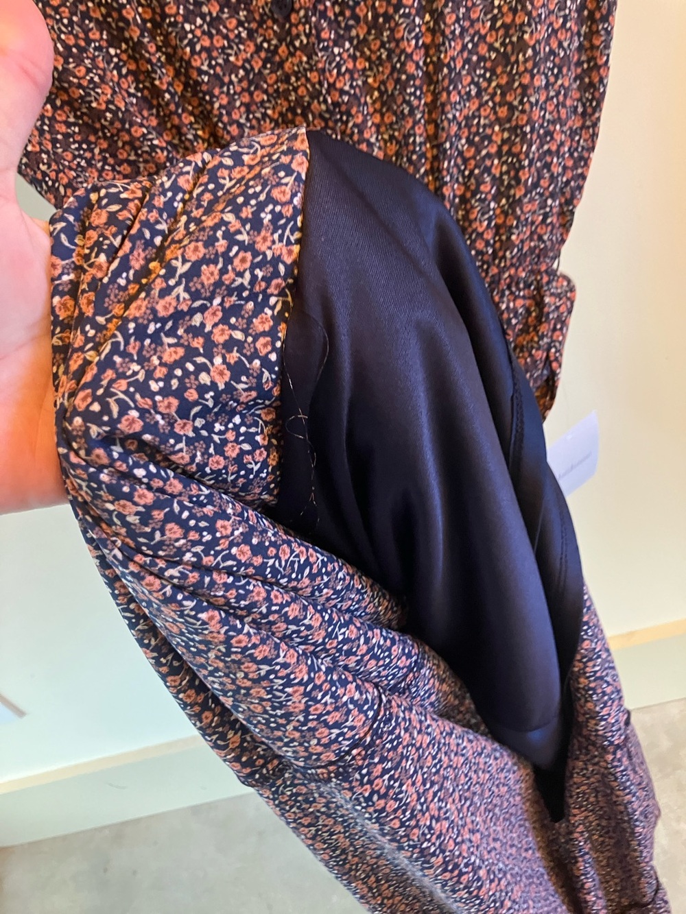 bohme Navy Maxi Dress with Rust Floral Print and Tie Waist - Picture 6 of 11